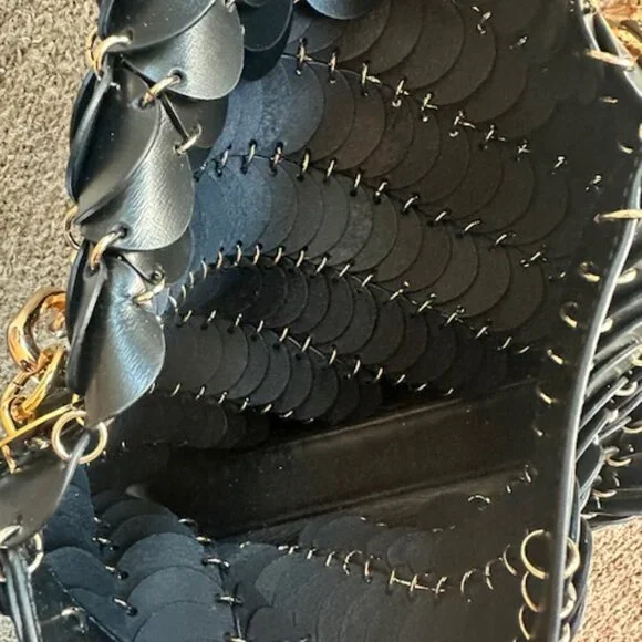 Rabanne Shoulder Bag black leather with chain strap - Picture 5 of 8